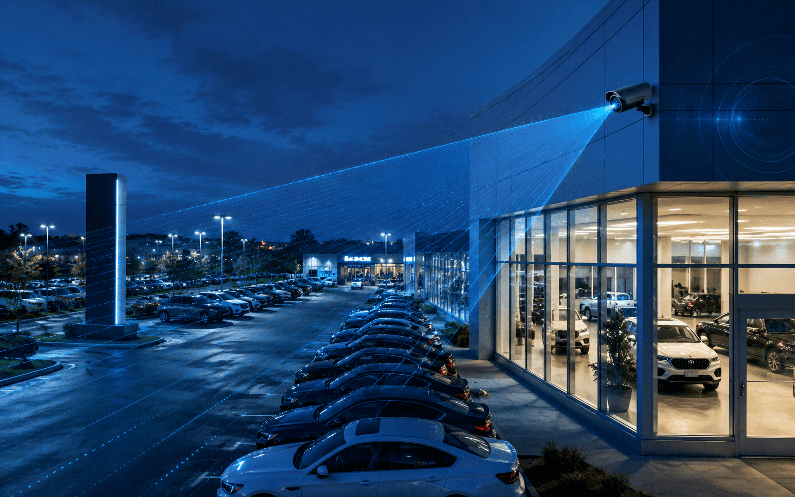 dealership after-hours security monitoring at an auto dealership after closing