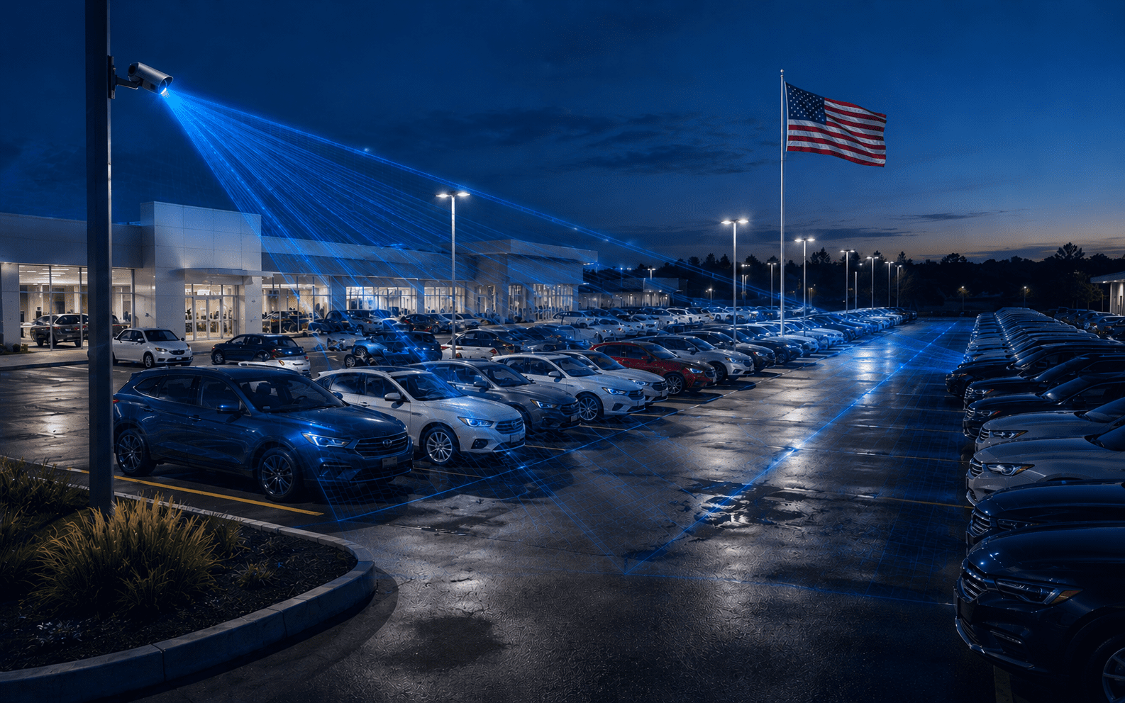 holiday dealership security monitoring on a quiet dealership lot