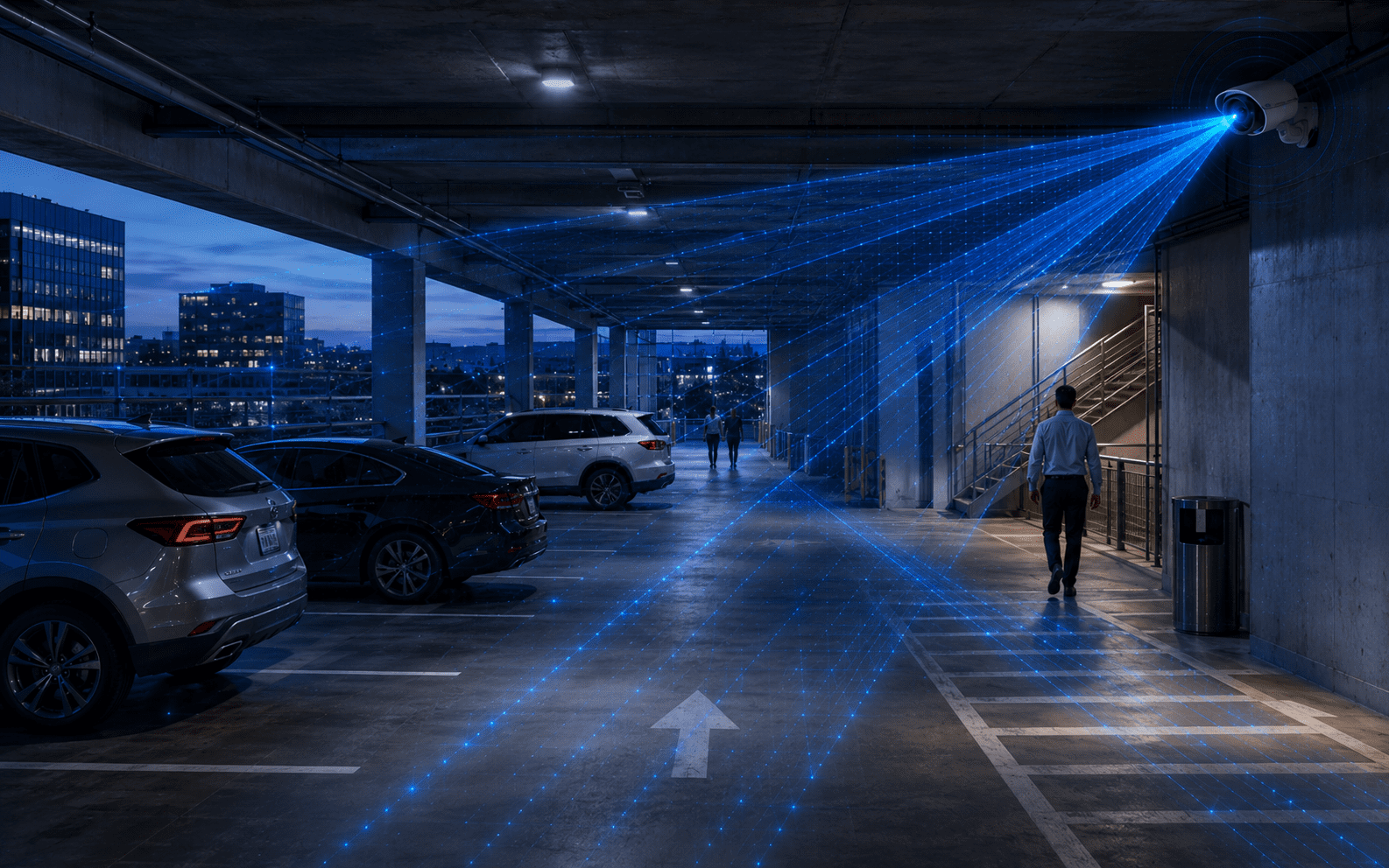 parking garage security monitoring at commercial real estate property